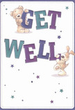 Joyful and heartwarming, this get well card exudes playful optimism befitting the close-knit community of Honor Oak. Two adorable characters-a teddy bear and a puppy-look as though they're springing straight from the card, each embracing oversized, multi-coloured letters that spell out 'Get Well.' The text's beautiful shades of indigo and teal confidently stand out against a creamy white backdrop, much like a vibrant bouquet showcased in a shop window along Honor Oak Park. Around them, starlike accents in blue and purple flicker with hope, adding a layer of whimsy and encouragement. The artists' skill in rendering the bear's fuzzy fur and the puppy's velvet ears brings genuine warmth, suggesting a tactile comfort akin to holding a fresh floral arrangement. Crafted with emotional depth and visual clarity, this card delivers not only a cheerful message but also a symbolic embrace-perfect for sending healing wishes and heartfelt support to neighbours or loved ones recovering in Honor Oak or beyond.